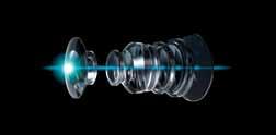 성능을최우선으로한광학설계 구면렌즈를가운데에배치한 6 군 8 매의심플한구성의렌즈는모두유리로제작되었습니다.