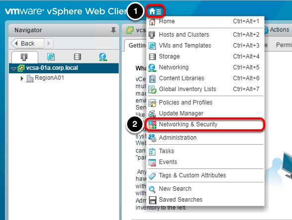 vsphere Web Client 에서네트워킹및보안으로이동 1.