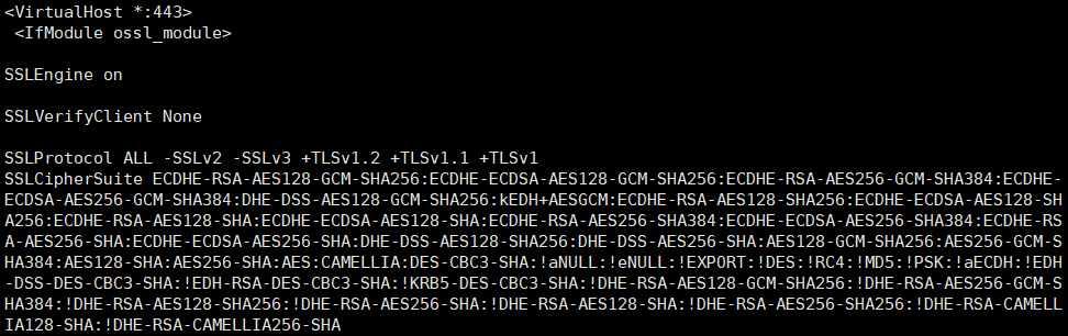DHE-DSS-AES128-GCM-SHA256:kEDH+AESGCM:ECDHE-RSA-AES128-SHA256:ECDHE-EC DSA-AES128-SHA256:ECDHE-RSA-AES128-SHA:ECDHE-ECDSA-AES128-SHA:ECDHE-RSA-