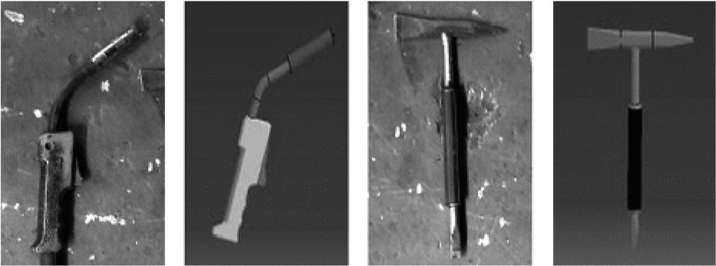 Fig. 3. Images of real tools and tool models. Fig. 4. Example of real equipment and their models. 3.3. Digital Human Modeling 분석 실제 작업자와 동일한 자세를 구현하기 위해 동 영상 촬영은 좌, 우, 정면 등 최소 3방향 이상에서 촬영하였다.