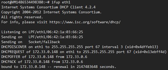 재시작하였을때, fail 메세지가나올경우 ifup eth1 명령어를수행하면 IP 가부여됩니다. 4.