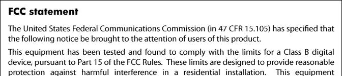 FCC statement 기술정보 Notice to users in