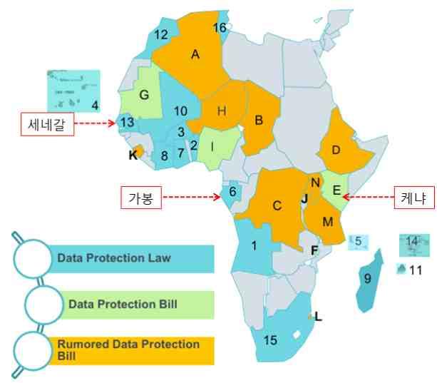 아프리카지역보안법률제정현황 출처 : simmons & simmons(2015.