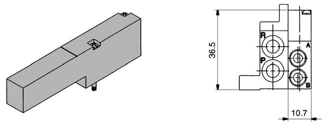 C(EXH 포트 ) 용원터치피팅 D 측 (R) (P) (R) 밸브 밸브 단독 EXH 용스페이서 밸브 밸브 U 측 (B)(A) (R) (B)(A) (B)(A) (B)(A) SUP EXH 블럭플레이트 V-A-- P (SUP 용 ) R (EXH 용 ) PR (SUP EXH 용 ) (P)(SUP용 ) 고저 종류의다른압력을하나의매니폴드에공급하는경우,