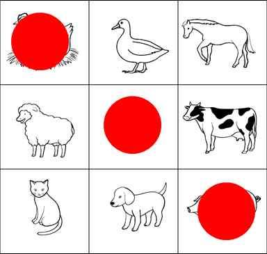 Extra Activity 3 [ Farm Animal Bingo ] 활동목표 : 빙고게임을통해농장동물의이름을인지한다. 준비물 : 9마리의농장동물빙고게임판 ( 교재에나온동물외에병아리를넣어준다.) (cat, dog, pig, cow, horse, duck, hen, sheep + chick).