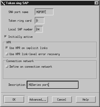 Using SNAP IX Adding a Token Ring Port: 1. From the main SNAP IX menu, click Connectivity and dependent LUs. 2. Click Add. The following panel is displayed: 3.