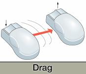 마우스사용법 (2/2) 물체끌기 (drag):