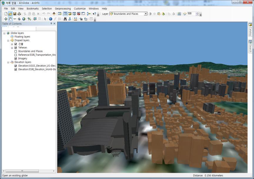서비스를위한지도컨텐츠작성 ArcGlobe 지구타원체기반의 3D 시각화를제공하는 Globe 뷰어 3D Analyst
