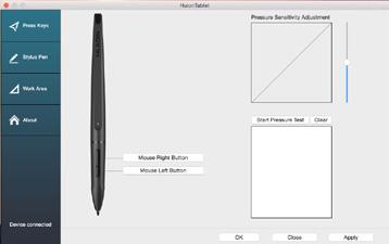18 Mac 사용자를위한안내서 Stylus Pen 설정 Huion Tablet 화면에서왼쪽에있는 Stylus Pen
