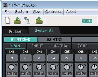 MTX/MRX 및주변기기의패치을지정합니다. EXT. I/O 화면에서설정할수있습니다. 시스템의 [EXT. I/O] 버튼을클릭하면 EXT. I/O 화면에접근할수있습니다.