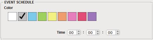 [Color] 선택스위치달력에표시된이벤트의색상을선택합니다. 색상을지정하면특정유형의 이벤트를구별하기가더쉬워집니다. [Date] 이벤트가발생할날짜를지정합니다. ( 연 / 월 / 일 ) 직접입력하거나우측의달력아이콘을클릭하면뜨는달력을클릭해날짜를변경할수있습니다.