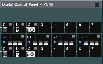 디지털제어패널, PGM1/PGX1 제 3 장프로젝트화면 디지털제어패널, PGM1/PGX1 디지털제어패널 /PGM1 전환버튼 식별버튼 연결기기의목록 마법사에서할당한각디지털제어패널 (DCP) 장치및 PGM1/PGX1 장치의패널 ID 및그림이표시됩니다. 최대 8 개의 DCP 장치를 1 개의 MTX/MRX 장치에연결할수있습니다.