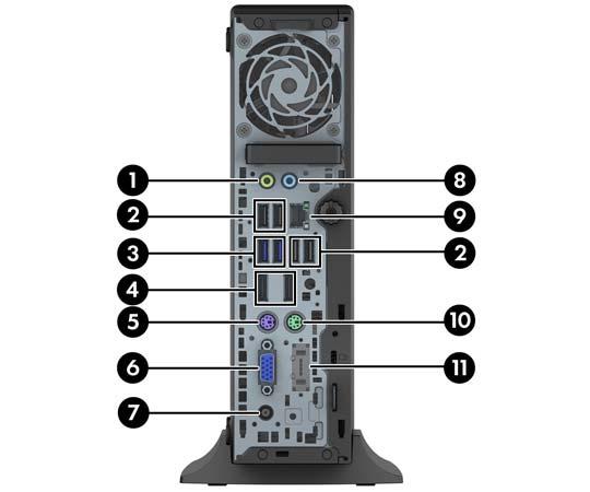 뒷면패널구성요소 1 전원을사용하는오디오장치용출력라인연결단자 ( 녹색 ) 7 전원코드연결단자 2 USB 2.0 포트 ( 검정 ) 8 오디오입력라인연결단자 ( 파란색 ) 3 USB 3.
