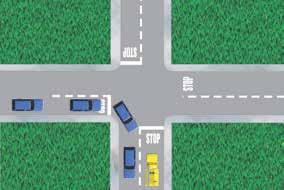 좌회전의예 일방통행로에서만빨간색등에서좌회전을할수있습니다. 빨간신호등이켜지면신호를주고표시된정지선에정지하십시오. 정지선이없을경우횡단보도앞에서정지하십시오. 횡단보도가없을경우교차로앞에서정지하십시오. 회전금지표지판이없으면왼쪽으로주행하는일방통행로로좌회전할수있습니다. 보행자, 자전거또는녹색신호에따르는다른차량에양보하십시오.
