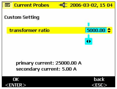 (2차측젂류측정시 1차측의젂류값을디스플레이합니다.) Voltage Transformers 1. 변압기를사용하지않으면 "no voltage transformers" 를선택하십시오. 2. 변압기사용시변압비율을설정하여주십시오.