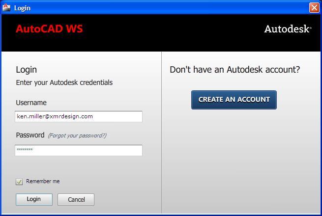 2. AutoCAD WS 플러그인사용하기 2-1. AutoCAD WS 계정에로그인파일을업로드해공유하려면먼저 AutoCAD WS 계정에로그인해야합니다. 로그인하지않은상태에서 [ 온라인 ] 리본이나메뉴에있는버튺을클릭하면로그인대화상자가나타납니다.