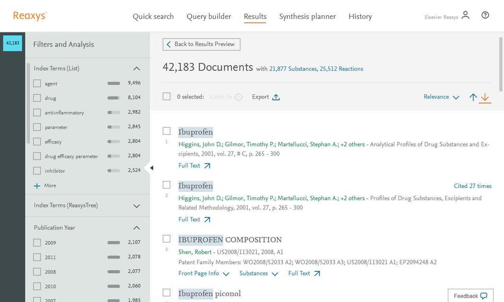 Quick search 또는 Query builder 의결과 - 문서 Filters and Analysis 을 사용하여검색합니다. 색인용어를사용하여주제별로문서를검색합니다. 저자링크를클릭하며해당저자의출판문헌에관한상세정보또는 Scopus 의추가분석을검색합니다.
