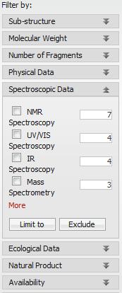 자세한레코드를확인하기위해는 Hit Data 아래의 "NMR Spectroscopy"