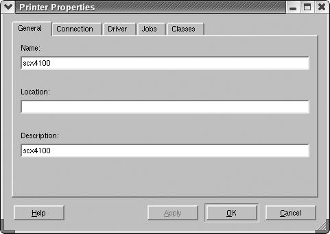 MFP Configurator 사용하기 3 Printer Properties 화면이열립니다. 화면상단에다섯개의탭이나타납니다. General : 프린터의위치와이름을바꿀수있습니다. 이탭에서입력한이름이 Printer configuration 화면의프린터목록에나타나게됩니다. Connection : 프린터가연결되어있는포트를확인하거나다른포트를선택할수있습니다.