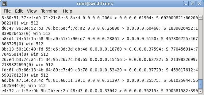 실습 8-7 macof 로스위치재밍시키기 2 macof 공격 macof a b c d a 출발지의 MAC 주소다. b 목적지의 MAC 주소다.