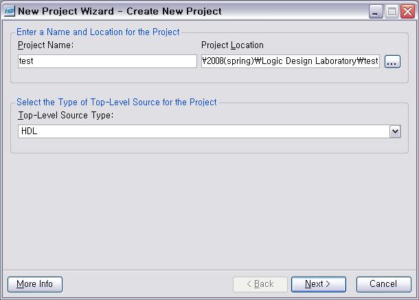 1. 간단한예제를통한 WebPACK 사용법 Project Navigator를실행시킨후 File 메뉴에 New Project를선택한다. 그럼다음과같이 Project 생성화면이나타난다.