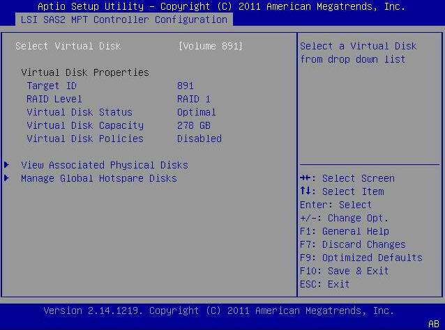 그림 3.10. 새로 만든 RAID 볼륨 보기 4. 5. 설정 유틸리티를 종료하고 Oracle System Assistant 유틸리티로 재부트하여 이 RAID 볼륨에 OS를 설치하거나 부트 드라이브를 조작합니다. Oracle Solaris OS 설치 [36]에 설명된 대로 볼륨에 OS를 설치할 수 있습니다.