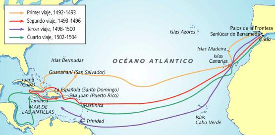 Notas culturales 라틴아메리카의역사 1. 콜럼버스의아메리카대륙도착이탈리아제노바출신의크리스토퍼콜럼버스 (Cristóbal Colón, 1451년경 ~1506년 ) 는스페인카스티야 (Castilla) 왕국의여왕이사벨 1세를설득하여인도로가는대서양항로개척을위한지원을받아 1492년 10월 12일아메리카대륙에도착하였다.