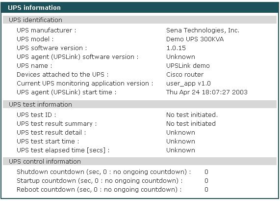 3. UPS 관리 3.1. UPS 정보 관리하고자하는 UPS 를시리얼케이블을이용해 UPSLink 와연결하면 UPS 의기본적인 정보들이수집되어이페이지에아래그림과같이표시됩니다.