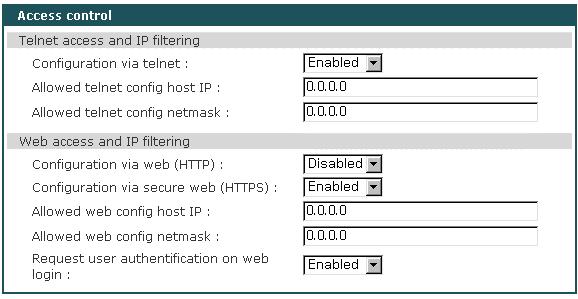 UPSLink는 IP 주소필터링에기반하여 UPSLink의관리웹페이지또는원격콘솔로의권한이없는접속을차단하는기능이있습니다. 또한웹접속시사용자인증을전혀거치지않게할수도있으며, 웹에접속하기위해서는반드시보안프로토콜 (HTTPS) 을사용하도록할수도있습니다. 사용자는파라미터설정을변경하여다음시나리오중의하나를허용할수있습니다.