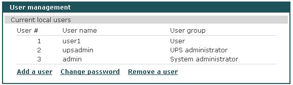 사용자그룹의분류와각그룹의 UPSLink 관리웹페이지의접근권한은 Table 7-2 에요약되어 있습니다.
