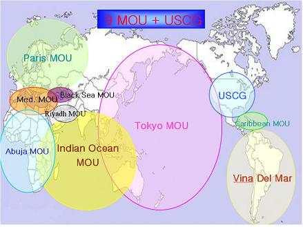 항만국통제지역협력체 港灣國統制地域協力體 / Rigional MOU * 전세계지역협력체 (MOU) 현황 : 아 태지역 (Tokyo MOU), 유럽 (Paris MOU), 남미 (Vina Del Mar), 인도양 (Indian Ocean