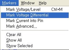 9 Markers - Mark Voltage Differential 을클릭 => R1 양단클릭( 먼지클릭한것이 + ) => Mark Current into Pin 클릭 => R3 의다리에클릭( 전류가들어가는쪽이 + ) Mark Voltage Differential 두점사이의전압을측정할때사용 (
