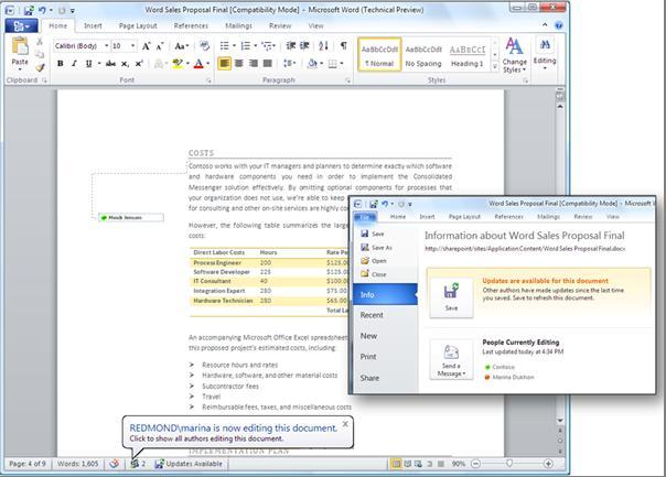 Office 2010 의공동작성기능이란무엇을말합니까? 공동작성이띾여러명의작성자가문서, 프레젠테이션, 스프레드시트또는젂자필기장을동시에편집핛수있는기능을말합니다.
