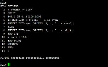 컬럼은 id1, id2, cont 3 개의컬럼을 Varchar2 형태로생성하였습니다. 2.3 생성된테이블에데이터생성 SQL> SQL> DECLARE x NUMBER := 100; BEGIN FOR i IN 0.