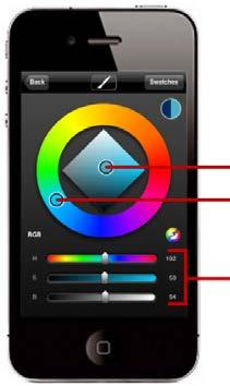 색상편집기사용하기 을탭하면색상편집기 (Color Editor) 가나옵니다. 여기에는사용자가색상을지정할수있는 색상고리 ( color wheel ) 가들어있습니다.