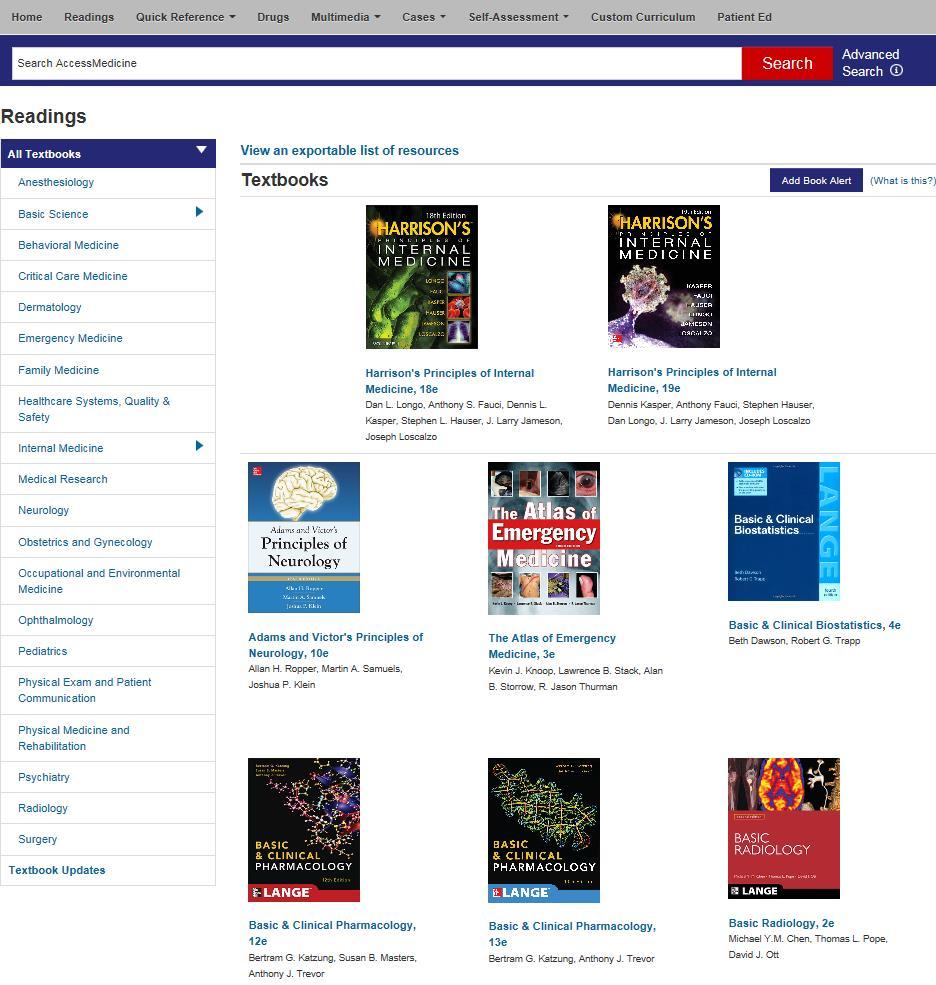 Readings 세계적으로가장저명한 Textbook 의최신 Edition 제공 모든 Textbook 을확인하거나주제별로 Filtering 하여원문이용가능 바이블로세계적인정을받는콘텐츠제공