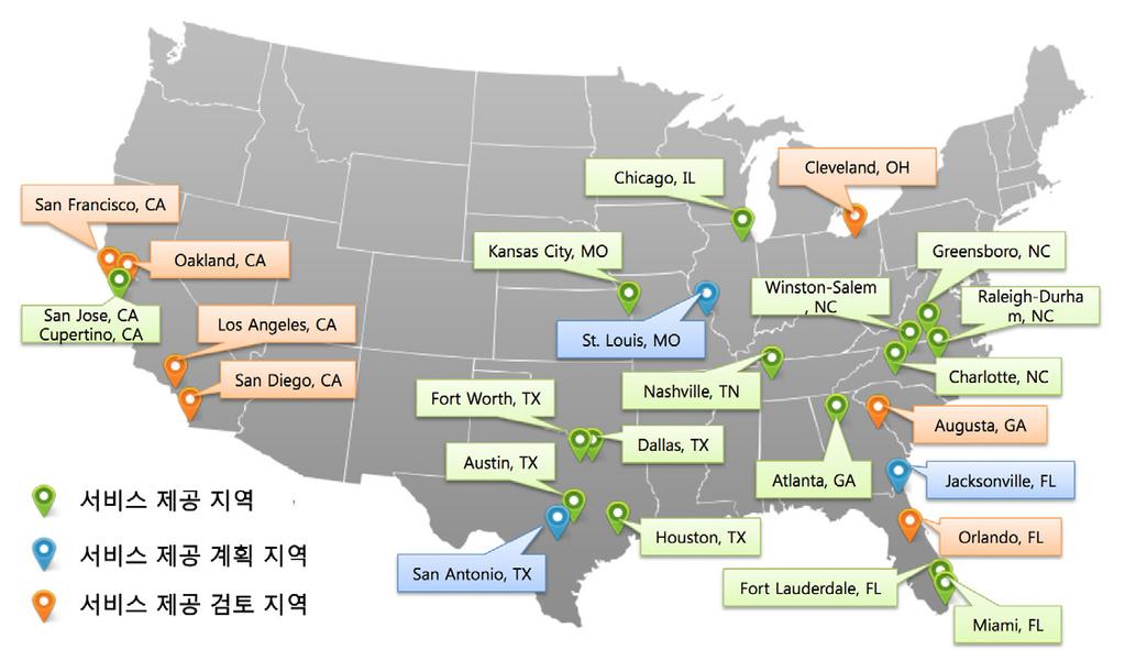 이러한 Google의움직임에대응하여 AT&T는 2015년 8월현재 15개권역에서서비스중인 GigaPower를향후 25개권역 100개도시로확대할계획이다.