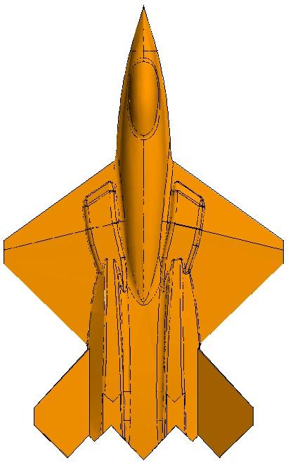 SET-2 내 비행방향 에서 x km, y km, z km, X km 일 때 각 표적의 바이스태틱 은 그림 5에 도시되어 있다. 그림 6은 SET-2 내 훈련 바이스태틱 을 형성 할 시, 각 비행방향에서 샘플링된 시간에 해당하는 (a) F117 (b) F16 표적의 모델 (c) Mig25 (d) Yf23 그림 4. 3D CAD Fig. 4. CAD models of targets.