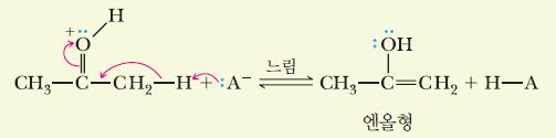(Enol 생성및새로운산촉매재생 ) H + 가 α 탄소로부터 A 로이동 Enol 생성