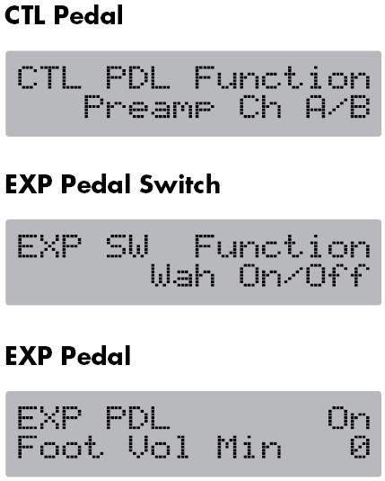 55) 의세팅을 Assignable ( 또는 Auto ) 로설정하십시오. EXP 페달은풋볼륨페달처럼작동합니다. [SYSTEM] 을누른후 PARAMETER[ ][ ] 를눌러 Sub EXP Func 이표시되게합니다. PATCH/VALUE 다이얼을돌려외부익스프레션페달기능을선택합니다.