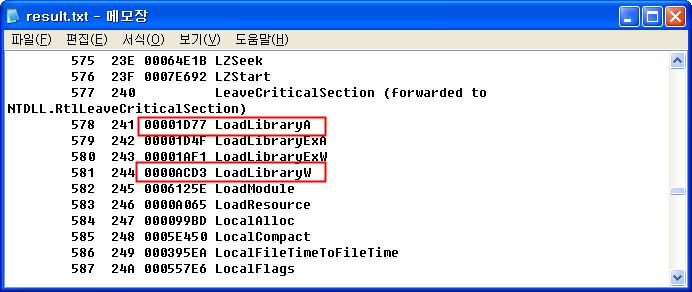 5-1. 진보된중단점기능과그사용법 (3) Breakpoints on System or Exported Functions 예 : KERNEL32.DLL 내부의 LoadLibrary 함수에중단점을걸경우 ( 계속 ) Windows 2000 용심볼설치를권장한다.