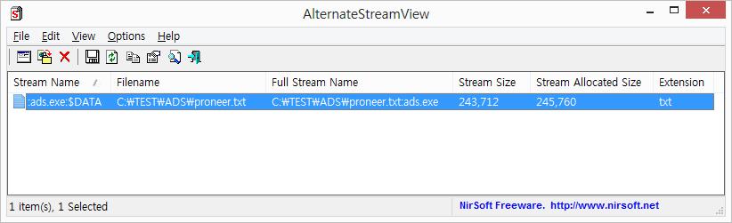 은닉데이터 대체데이터스트립 (ADS, Alternate Data Stream) ADS 삭제 NTFS 이외의볼륨으로복사 메인스트림삭제 ADS 관련도구이용