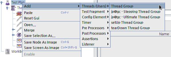 [ 그림 3-2] Test Plan 계층구조 3.1.1 Thread Group 추가및설정 Thread Group 추가 Test Plan 에서 Add Threads (Users) Thread Group 을선택하여추가한다.