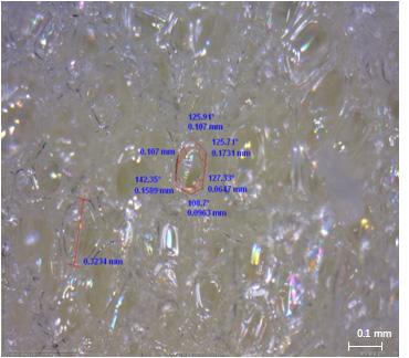 (a) 순수 polyurethane (b) sodium silicate 첨가형 (c) 난연제첨가형 (d) 경량 filler 첨가형 [ 그림 3] 제조복합체의현미경사진 [Fig. 3] Microscope photo of Manufacture Composite 3.2 UL-94 HF Table 6.