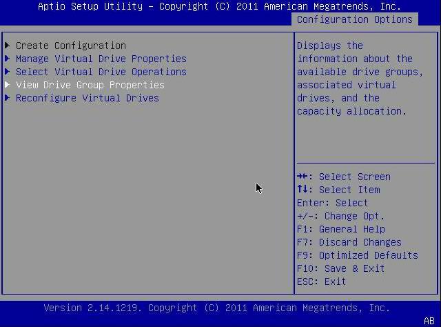 그림 3.10. 새로 만든 RAID 볼륨 보기 5. 설정 유틸리티를 종료하고 Oracle System Assistant 유틸리티로 재부트하여 해당 논리 드라 이브에 OS를 설치하거나 부트 드라이브를 조정합니다.