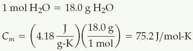 상승시키는데필요한열의양몰열용량 (C m, Molar heat capacity): 물질 1 mol 의열용량 비열