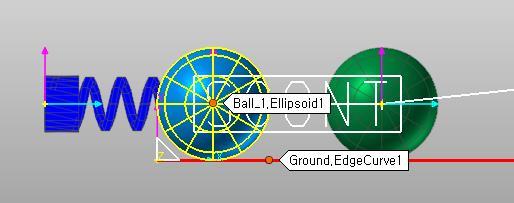 Ball 과 Guide 사이에서의 Contact 정의 Ball_1 은 Spring 에의해구속되어하단의 Guide Geometry 와 Contact 될것입니다.