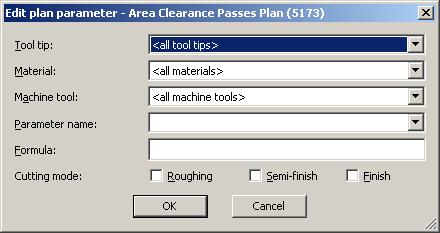 항목에서 Area Clearance Passes Plan 를선택활성화후메인영역에서마우스 3 번버튼을눌러보조메뉴를호출하여 New 를실행한다.