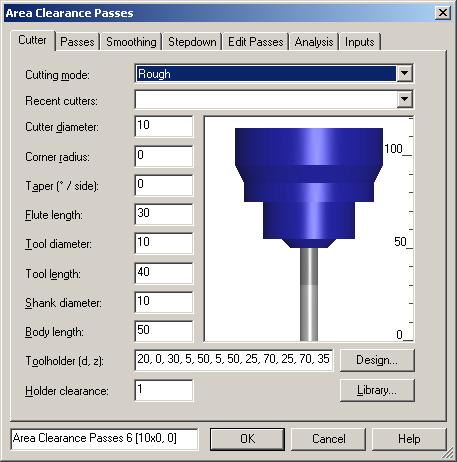 My Technology Library 카다로그의공구목록이보여질것이다. 10mm Solid Carbide 의공구와 Toolholder Def1 의툴홀더를선택한후 OK 공구페이지에아래와같이우리가선택한공구가불려와진것을볼수있다.