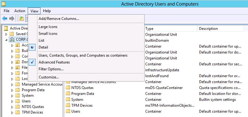 com 도메인컨트롤러에로그인한후, Server Manager 에서, Tools -> Active